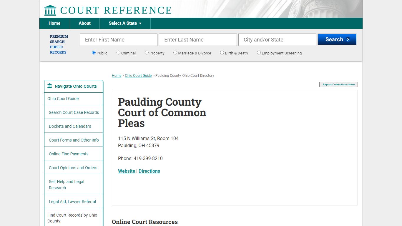 Paulding County Court of Common Pleas